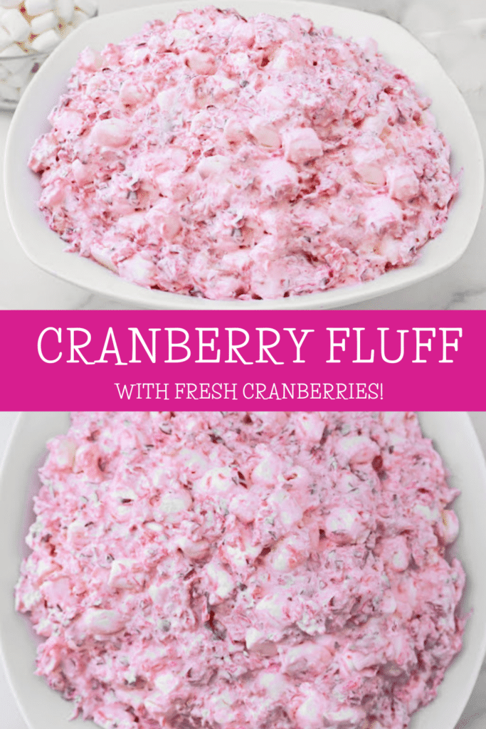 Cranberry Fluff ~ A fluffy blend of tart cranberries, sweet marshmallows, and pineapple that sneaks onto the table as “salad.”