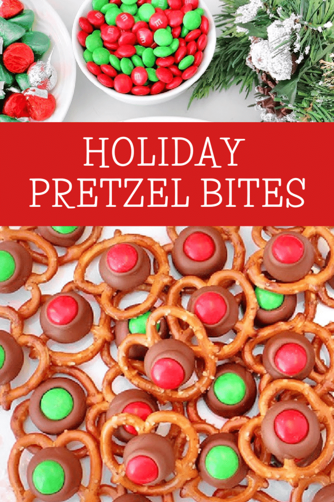 Holiday Pretzel Bites ~ Sweet-and-salty treats with just 3 simple ingredients. Perfect for parties, gifting, or holiday snacking!