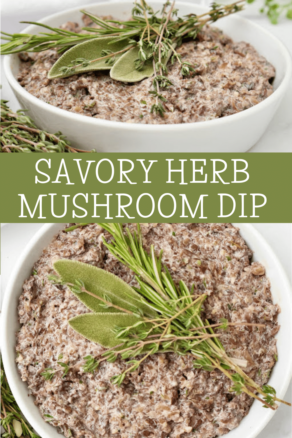 Savory Herb Mushroom Dip ~ Earthy and rustic dip with sautéed mushrooms and a blend of fresh aromatic herbs. Serve warm or chilled.  via @thiswifecooks