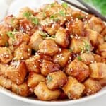 Teriyaki Tofu ~ Crispy tofu coated in a savory and slightly sweet homemade teriyaki sauce. Easy vegan and vegetarian dinner.