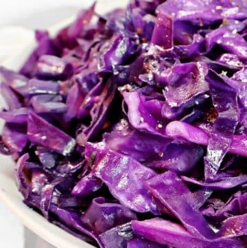 Sautéed Red Cabbage ~ An easy, colorful, and budget-friendly side dish with crisp red cabbage, pan-fried with simple seasonings.