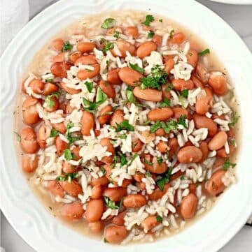 Pinto Bean and Rice Soup ~ Simple and satisfying, this soup combines tender beans, fluffy rice, and fragrant herbs for a cozy meal.