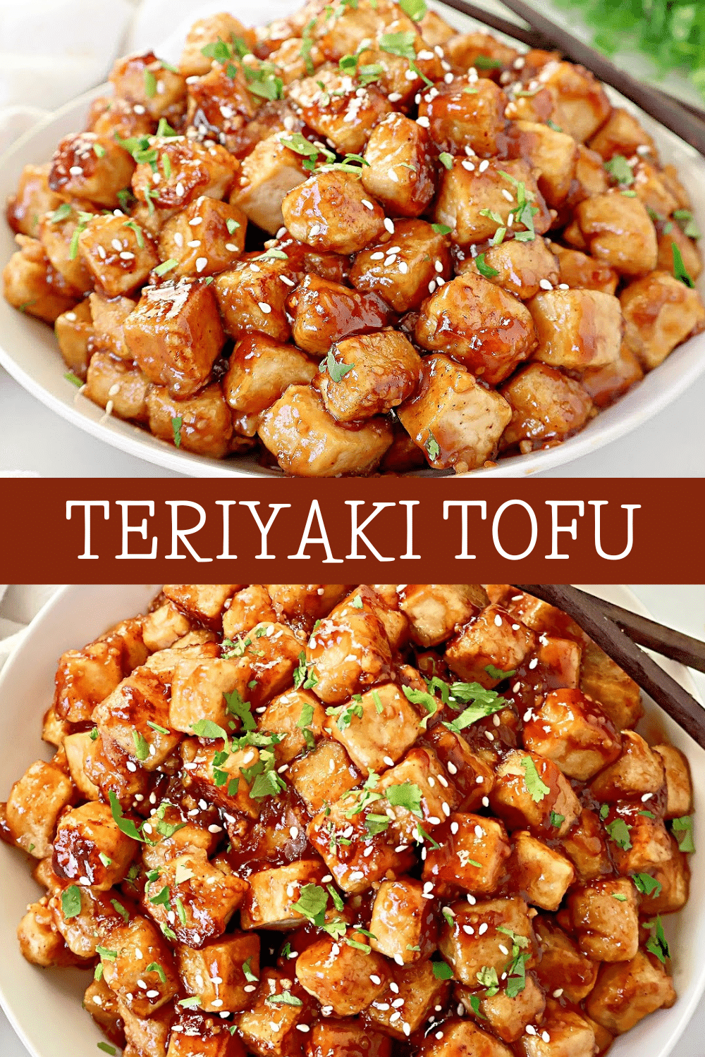 Teriyaki Tofu ~ Crispy tofu coated in a savory and slightly sweet homemade teriyaki sauce. Easy vegan and vegetarian dinner. via @thiswifecooks