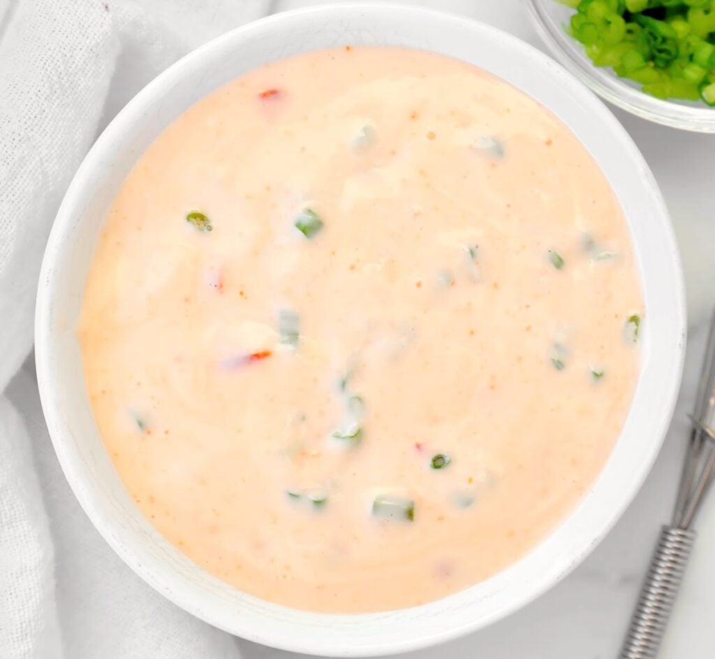 Easy homemade Bang Bang Sauce in a bowl, perfect for dipping and drizzling.