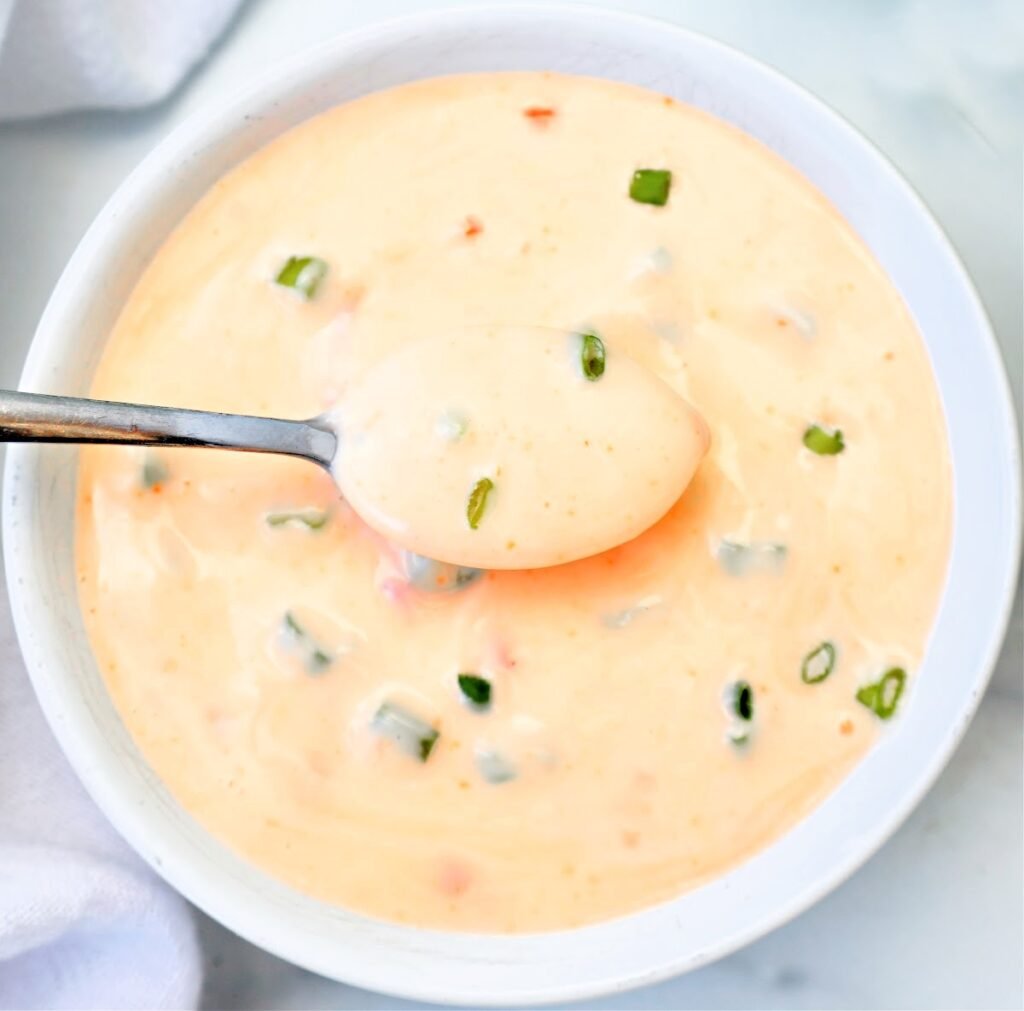 Easy homemade Bang Bang Sauce in a bowl, perfect for dipping and drizzling!