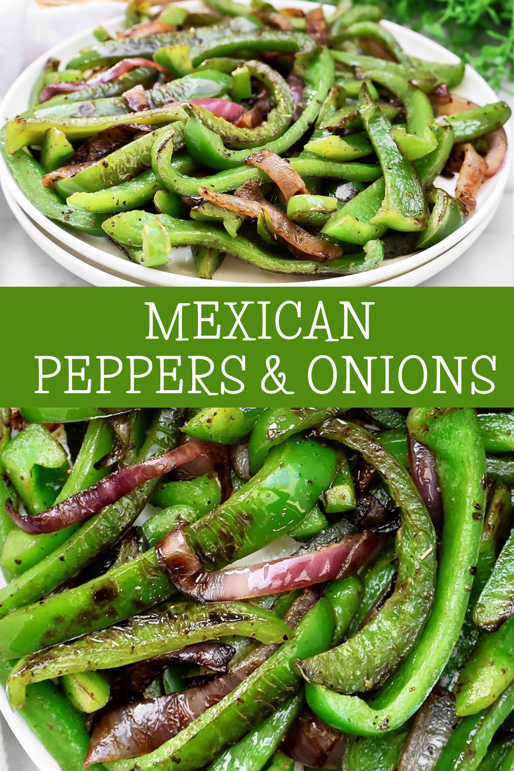 Mexican Peppers and Onions ~ Charred bell peppers and sweet onions seasoned with Mexican oregano and garlic salt - perfect for fajitas or burrito bowls! via @thiswifecooks