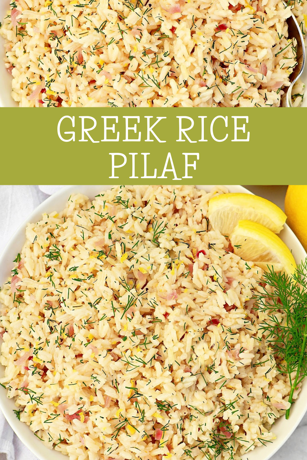 Greek Rice Pilaf – An easy stovetop side dish made with long-grain rice, lemon, fresh dill, and simple pantry ingredients. Serve with grilled tofu, falafel, or stuffed peppers for a flavorful meal. via @thiswifecooks