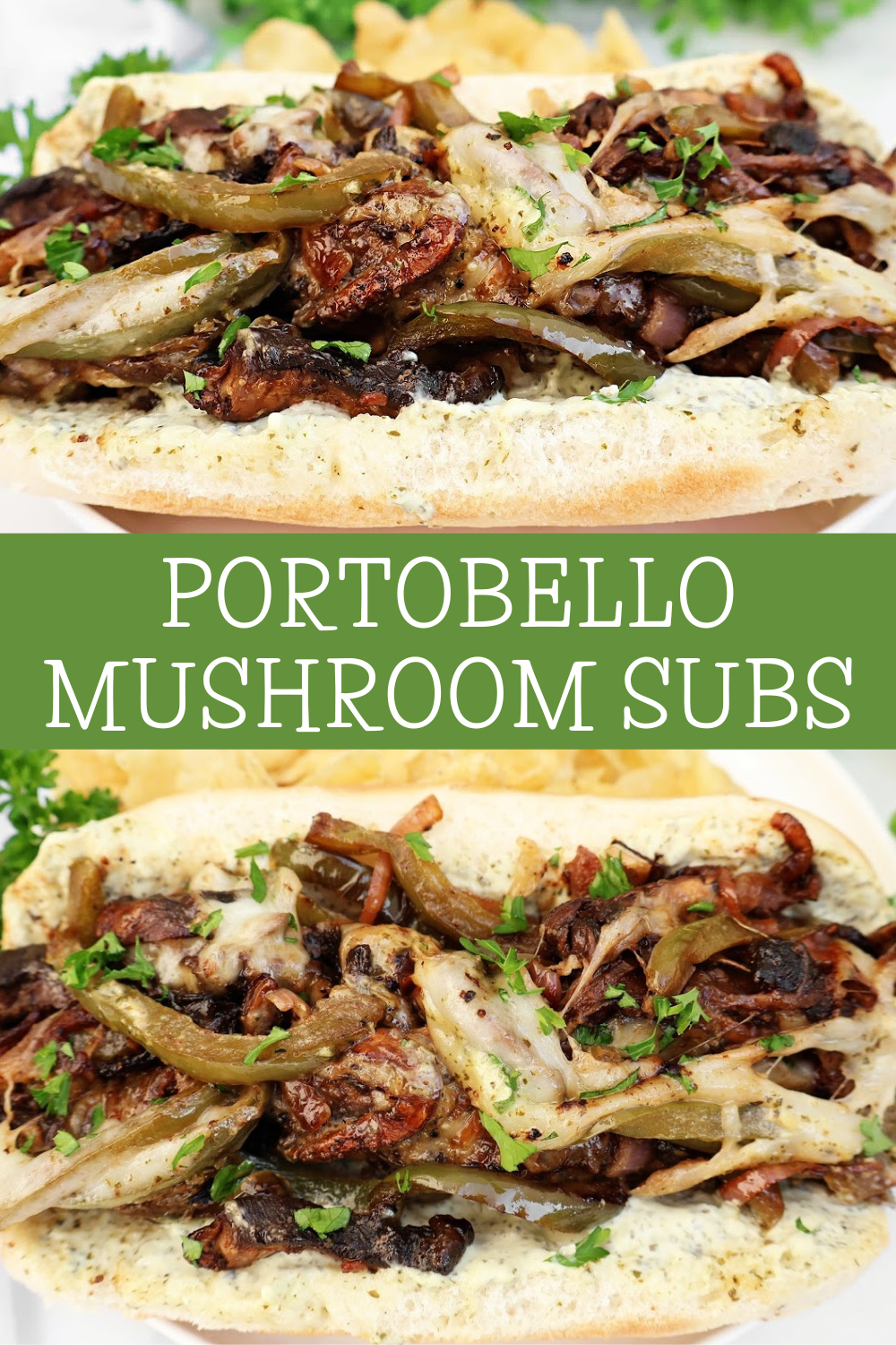 Portobello Mushroom Sandwiches with basil aioli, gooey provolone, and savory marinated mushrooms. Quick, cheesy, and full of bold flavor! Vegetarian or Vegan. via @thiswifecooks