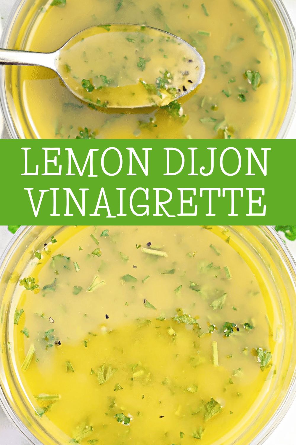 Lemon Dijon Vinaigrette is a bright and tangy homemade salad dressing made with olive oil, lemon juice, Dijon mustard, and fresh parsley. Great with arugula, kale, roasted vegetables, and more. See the recipe card for step-by-step instructions. via @thiswifecooks