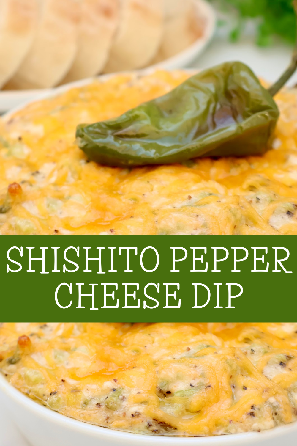 Shishito Pepper Cheese Dip is a warm and creamy appetizer made with roasted shishito peppers, sharp cheddar, and cream cheese. Serve with crackers, chips, or baguette. via @thiswifecooks